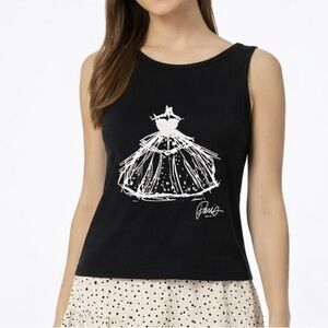 Vintage Ballerina Tank Balletcore Paris Sketch Top Black Minimalist Tank P/S